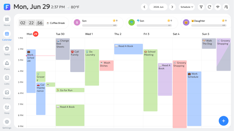 FotoCube calendar Schedule view